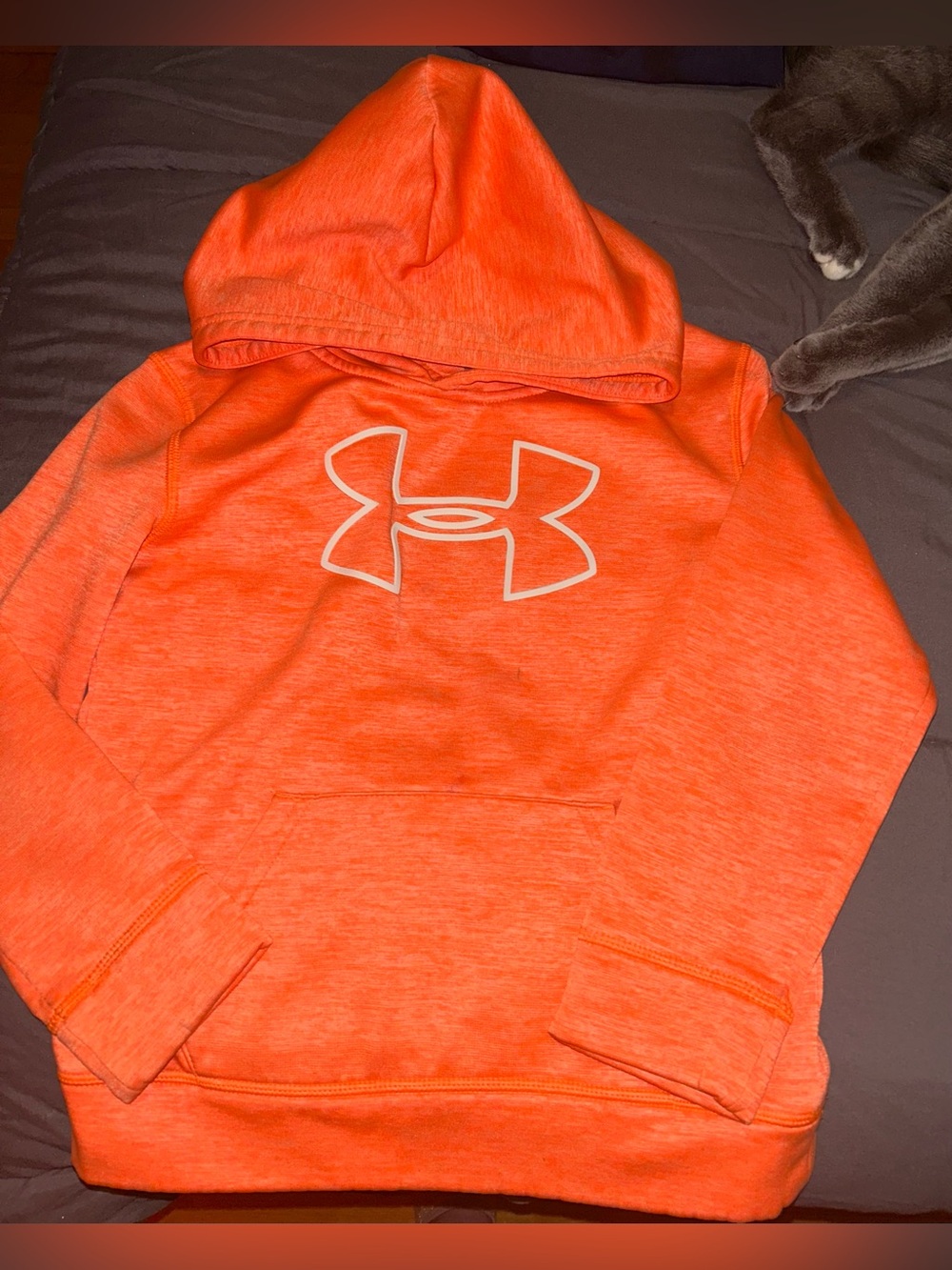 Under Armour Bright Orange Pullover Hoodie with Logo